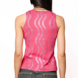 Pink Wavy Rhinestone Tank | Queen Of Sparkles