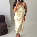 Satin Lace Trim Cami Top | Butter