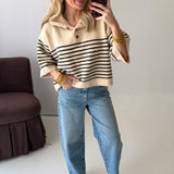 Stripe Henley Sweater | Ecru