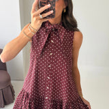 Fall Darling Polka Dot Dress | Burgundy