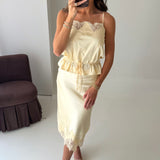 Satin Lace Trim Slip Skirt | Butter
