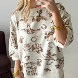 Western Skies Sweatshirt Top | Cream