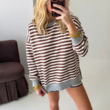 Weekend Stripe Sweatshirt | Brown Heather