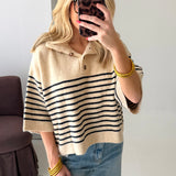 Stripe Henley Sweater | Ecru