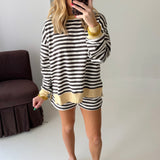 Weekend Stripe Sweatshirt | Charcoal Butter