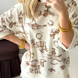 Western Skies Sweatshirt Top | Cream
