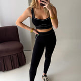 Contrast Threads Sports Bra | Black