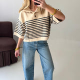 Stripe Henley Sweater | Ecru