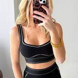 Contrast Threads Sports Bra | Black