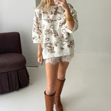 Western Skies Sweatshirt Top | Cream