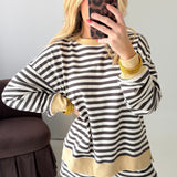 Weekend Stripe Sweatshirt | Charcoal Butter