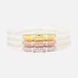 Three Queens All Weather Bangles® (Set of 3) | White Pearl