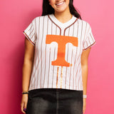 Licensed White & Orange Stripe Tennessee Tee | Queen Of Sparkles