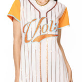 Licensed Tennessee Striped Baseball Color Sleeve Word Tee Dress | Queen Of Sparkles