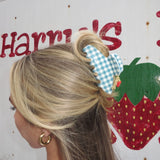 Blue Gingham Strawberry Charm Claw
