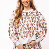 Grey Nutcracker & Candy Cane Sweatshirt | Queen Of Sparkles