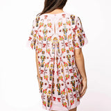 Light Pink Cotton Nutcracker & Candy Cane Short Sleeve Dress | Queen Of Sparkles