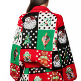 Multi Colorblock Polka Dot Christmas Icon Collar Sweater | Queen Of Sparkles