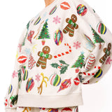 Beige Multi Christmas Icons Sweatshirt | Queen Of Sparkles