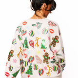 Beige Multi Christmas Icons Sweatshirt | Queen Of Sparkles
