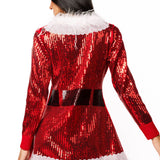 Red Sequin Feather Trim Santa Knit Dress | Queen Of Sparkles