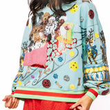 Aqua Dogs On Santa's Sleigh Sweatshirt | Queen Of Sparkles