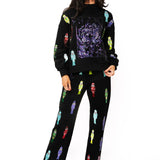 Black Multi Nutcracker QOS Card Logo Mockneck Sweatshirt | Queen Of Sparkles