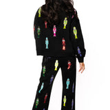 Black Multi Nutcracker QOS Card Logo Mockneck Sweatshirt | Queen Of Sparkles