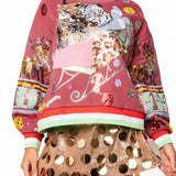 Maroon Multi Cats In Santa's Sleigh Sweatshirt | Queen Of Sparkles