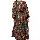 Navy Plaid Nutcracker & Bow Cotton Midi Skirt | Queen Of Sparkles