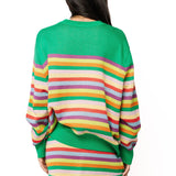 Green Rainbow Striped Santa Claus Sweater | Queen Of Sparkles