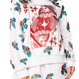 White Holly QOS Card Logo Mockneck Sweatshirt | Queen Of Sparkles