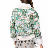 Multi Snowy Village Cardigan With Fur Collar | Queen Of Sparkles