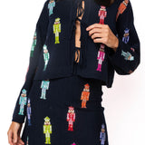 Navy Multi Mini Nutcracker Tie Up Sweater | Queen Of Sparkles
