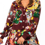 Maroon Christmas Boot & Lights Cardigan | Queen Of Sparkles
