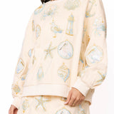 Ivory & Mint Coastal Sea Shell Ornament Sweatshirt | Queen Of Sparkles