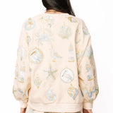 Ivory & Mint Coastal Sea Shell Ornament Sweatshirt | Queen Of Sparkles