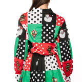 Multi Colorblock Polka Dot Christmas Icon Cotton Dress | Queen Of Sparkles