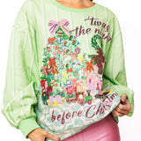 Mint 'Twas The Night Before Christmas' Bow Tree Scene Sweatshirt | Queen Of Sparkles