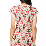 Beige, Green & Red Flower Print Christmas Sweater Dress | Queen Of Sparkles