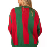Green & Red Striped Weenie Dog With Lights Sweater | Queen Of Sparkles