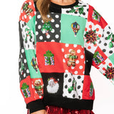 Multi Colorblock Polka Dot Christmas Icon Sweatshirt | Queen Of Sparkles