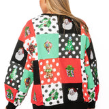 Multi Colorblock Polka Dot Christmas Icon Sweatshirt | Queen Of Sparkles