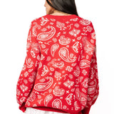Red & White Paisley Print Cowboy Santa Sweater | Queen Of Sparkles
