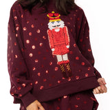 Red Polka Dot QOS Card Logo Nutcracker Mock Neck Sweatshirt | Queen Of Sparkles