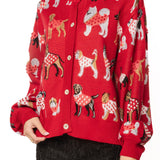 Red Dogs In Polka Dot Sweaters Button Up Cardigan | Queen Of Sparkles