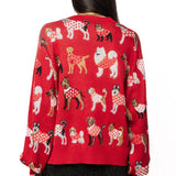 Red Dogs In Polka Dot Sweaters Button Up Cardigan | Queen Of Sparkles