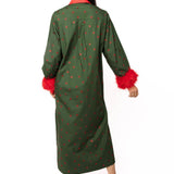 Dark Green Multi Christmas Lights Feather Trim Midi Dress | Queen Of Sparkles
