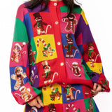 Rainbow Colorblock Gingerbread Man Button Up Cardigan | Queen Of Sparkles