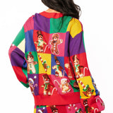 Rainbow Colorblock Gingerbread Man Button Up Cardigan | Queen Of Sparkles
